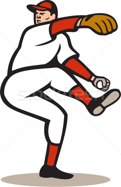 American Baseball Pitcher Throwing Ball Cartoon Stock photo © patrimonio