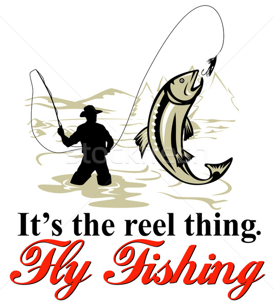 Latać rybaka pstrąg grafiki ilustracja Zdjęcia stock © patrimonio