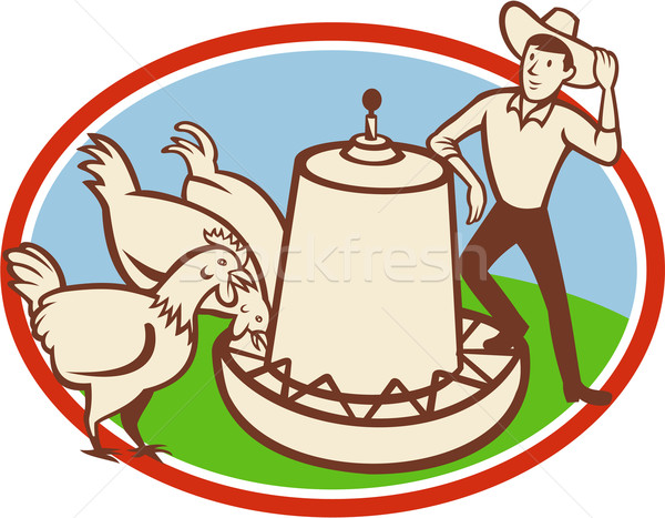 Chicken Farmer Feeder Cartoon Stock photo © patrimonio