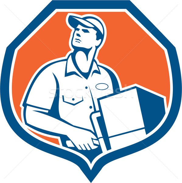 Delivery Worker Deliver Package Carton Box Retro Stock photo © patrimonio