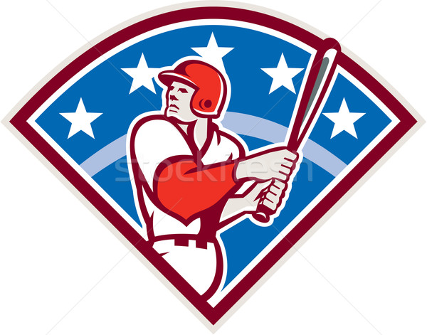 American Baseball Batter Hitter Bat Diamond Retro Stock photo © patrimonio