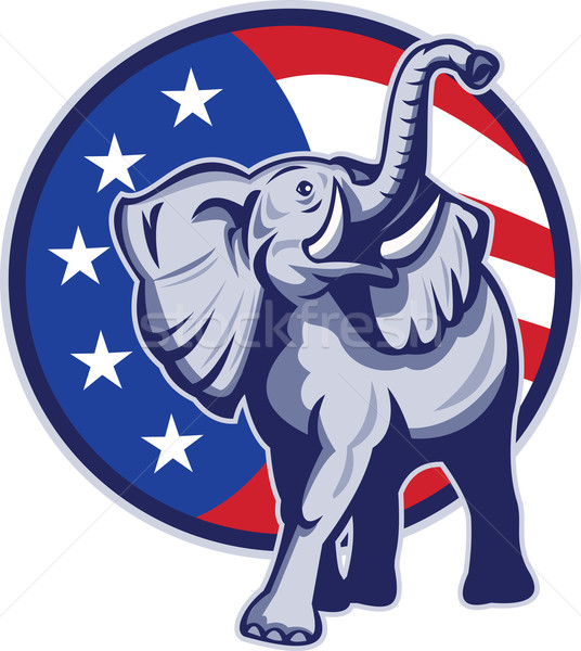 Republikański słoń maskotka USA banderą ilustracja Zdjęcia stock © patrimonio