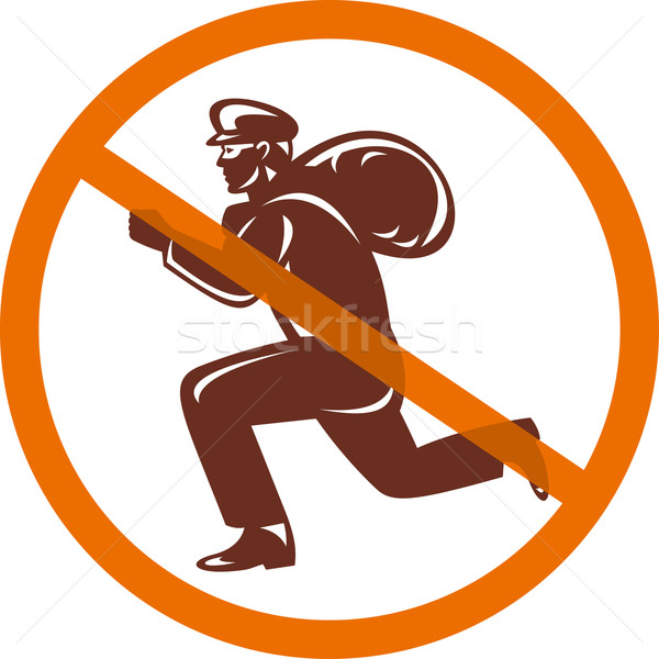 Sign of no burglar thief running with loot Stock photo © patrimonio