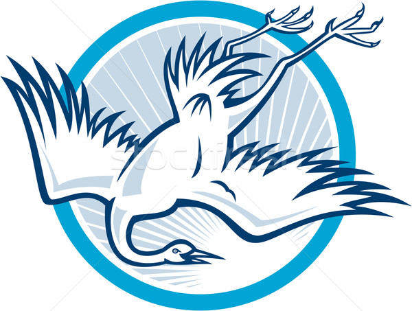 Heron Crane Diving Down Cartoon Stock photo © patrimonio
