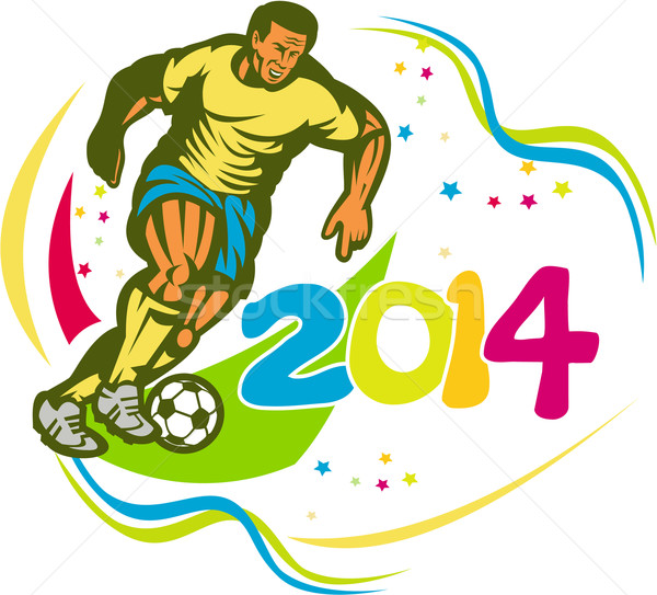 Бразилия 2014 футболист работает мяча ретро Сток-фото © patrimonio