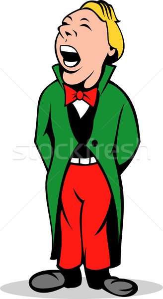 Christmas caroler singing in red green suit Stock photo © patrimonio