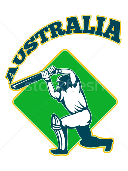 cricket player batsman batting retro Australia Stock photo © patrimonio