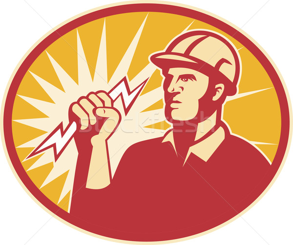 Electrician Power Line Worker Lightning Bolt Stock photo © patrimonio