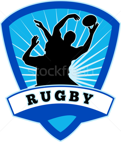 Stock photo: rugby player lineout catch shield