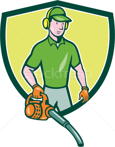 Gardener Landscaper Leaf Blower Crest Cartoon Stock photo © patrimonio