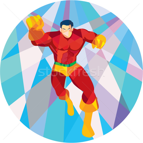 Superhero Running Punching Low Polygon Stock photo © patrimonio