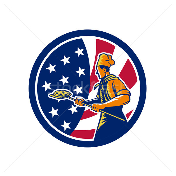 American Pizza Baker USA Flag Icon Stock photo © patrimonio