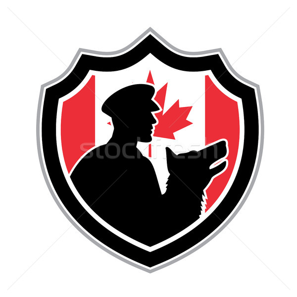 Rendőrség kutyaféle csapat címer ikon retró stílus Stock fotó © patrimonio