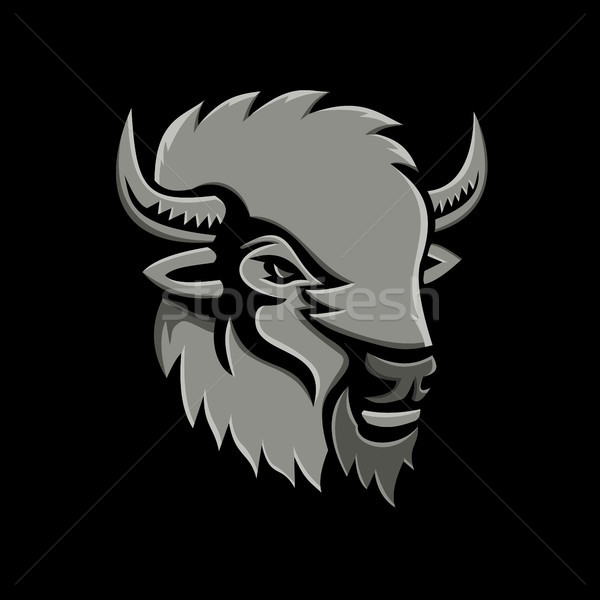 американский бизон голову металлический икона стиль Сток-фото © patrimonio