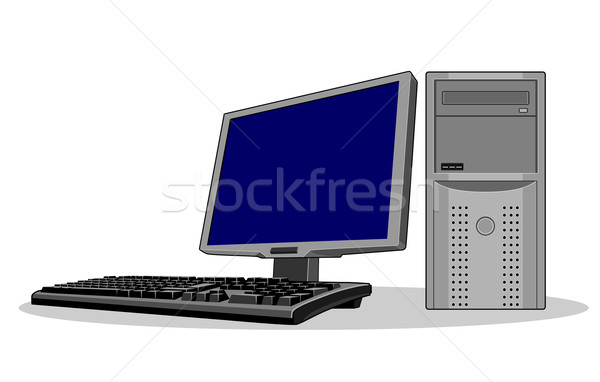 Monitor komputerowy klawiatury ilustracja komputera płaski ekran monitor Zdjęcia stock © patrimonio