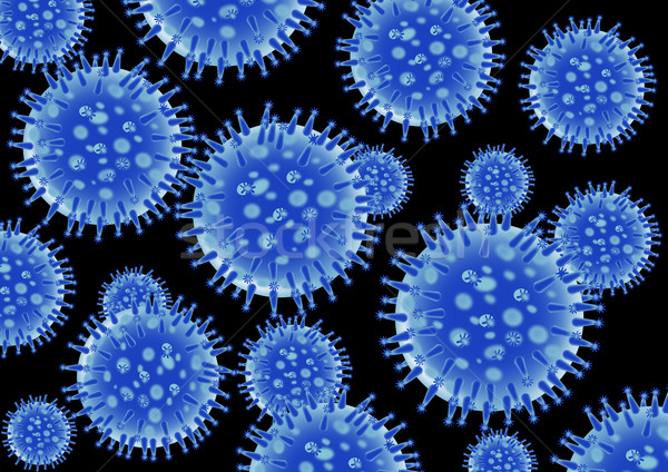 Stock photo: Numerous blue flu virus structure