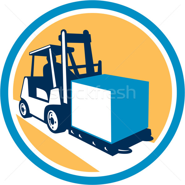 Forklift Truck Box Circle Retro Stock photo © patrimonio