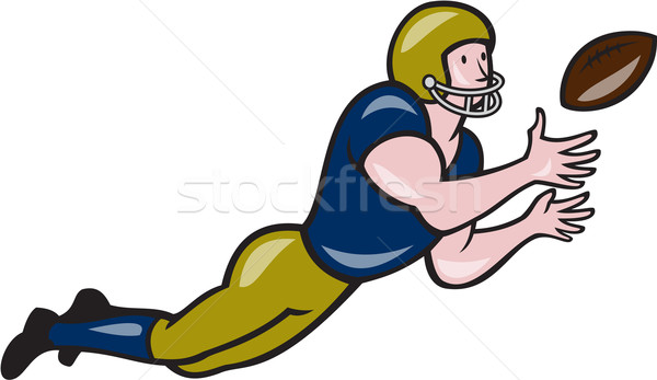 American Football Receiver Catching Ball Cartoon Stock photo © patrimonio