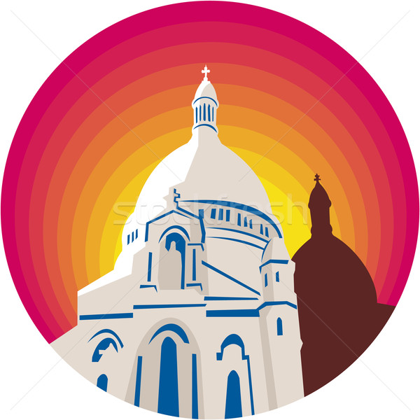 [[stock_photo]]: Catholique · église · dôme · cercle · style · illustration