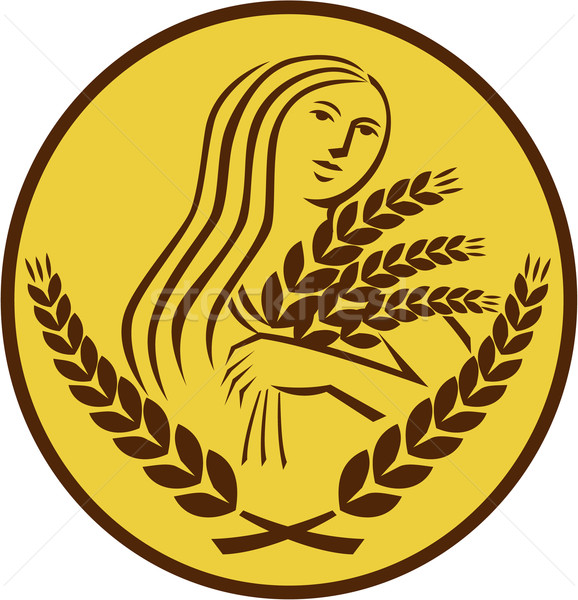 収穫 小麦 穀物 オーバル レトロな 実例 ストックフォト © patrimonio