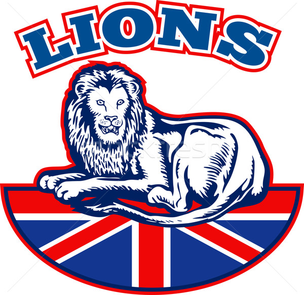 Lion sitting GB British union jack flag Stock photo © patrimonio