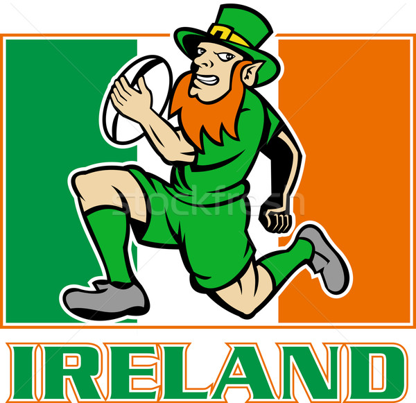 Irish leprechaun rugby player Ireland flag Stock photo © patrimonio