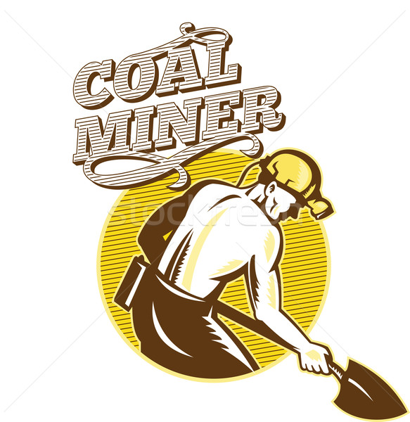 Coal Miner With Shovel Retro Woodcut Stock photo © patrimonio