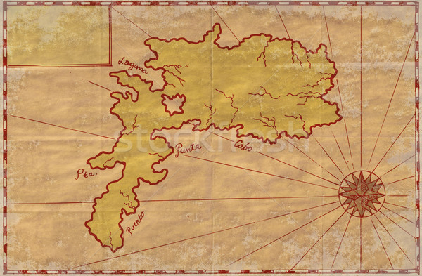 Vintage карта острове Карта сокровищ побережье Сток-фото © patrimonio