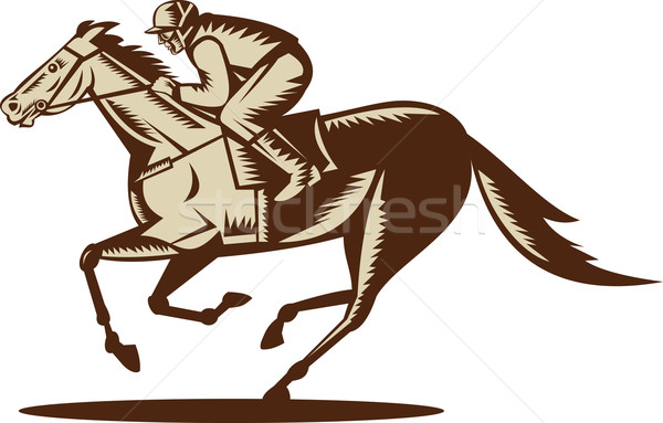 Pferd jockey racing Illustration Seite isoliert Stock foto © patrimonio