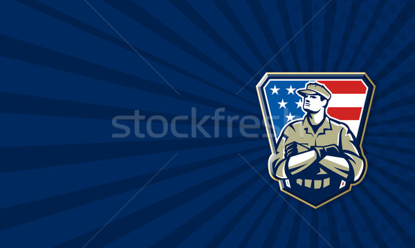 アメリカン 兵士 腕 折られた フラグ レトロな ストックフォト © patrimonio