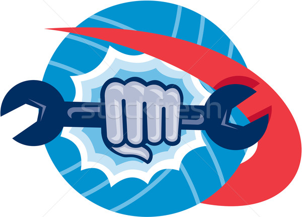 Mechanic Hand Holding Spanner Punching  Stock photo © patrimonio