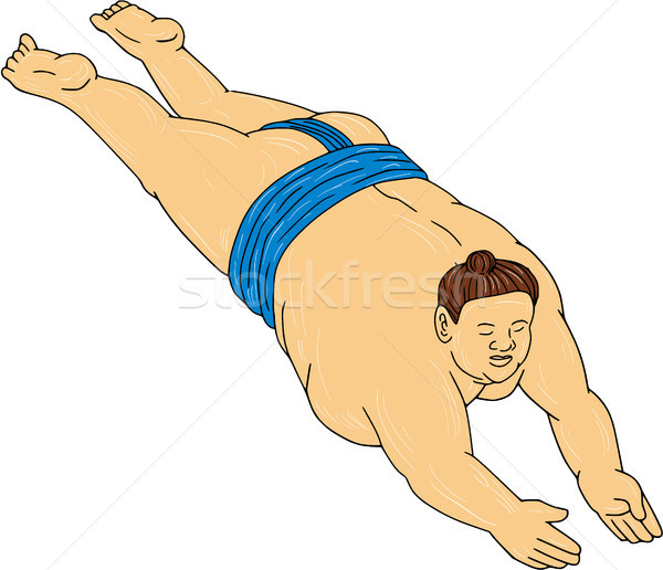 Japanese Sumo Wrestler Diving Drawing Stock photo © patrimonio