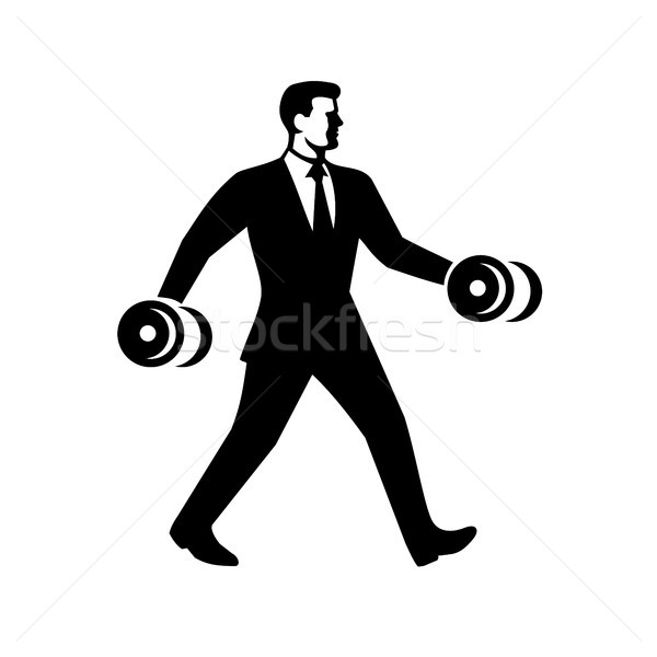 Businessman Power Walking Holding Dumbbell Stock photo © patrimonio