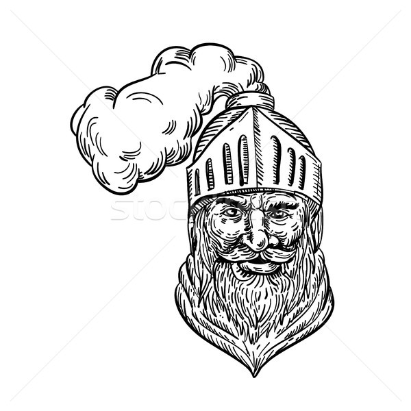 Vechi cavaler cap desen schiţă stil Imagine de stoc © patrimonio