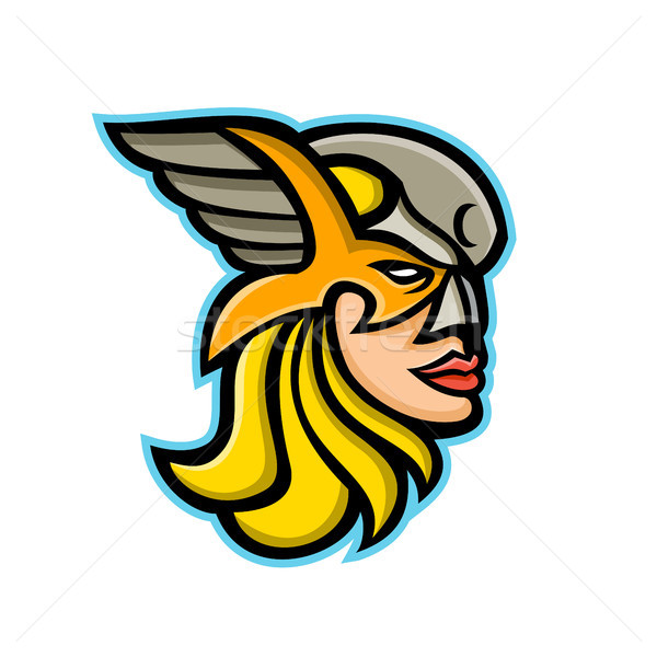 Krijger mascotte icon illustratie hoofd vrouwelijke Stockfoto © patrimonio