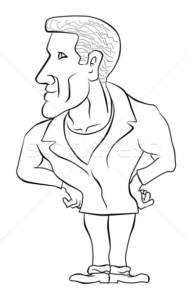 Homme gentleman regarder côté cartoon illustration [[stock_photo]] © patrimonio