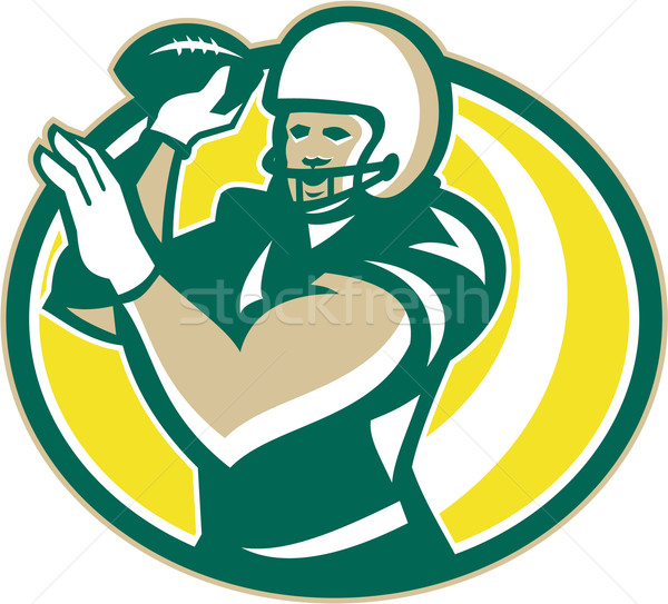 American Football QB Passing Ball retro Stock photo © patrimonio