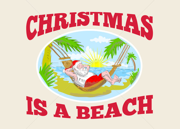 Santa Claus Father Christmas Beach Relaxing Stock photo © patrimonio