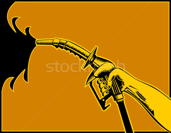 Kéz tart benzin benzinpumpa fúvóka illusztráció Stock fotó © patrimonio