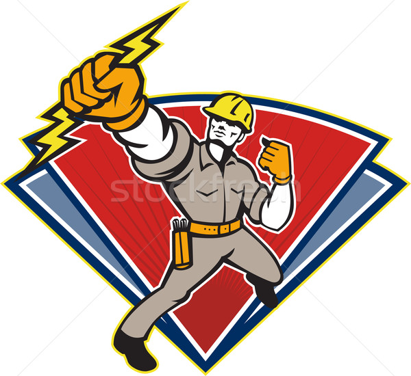 Electrician Punching Lightning Bolt Stock photo © patrimonio