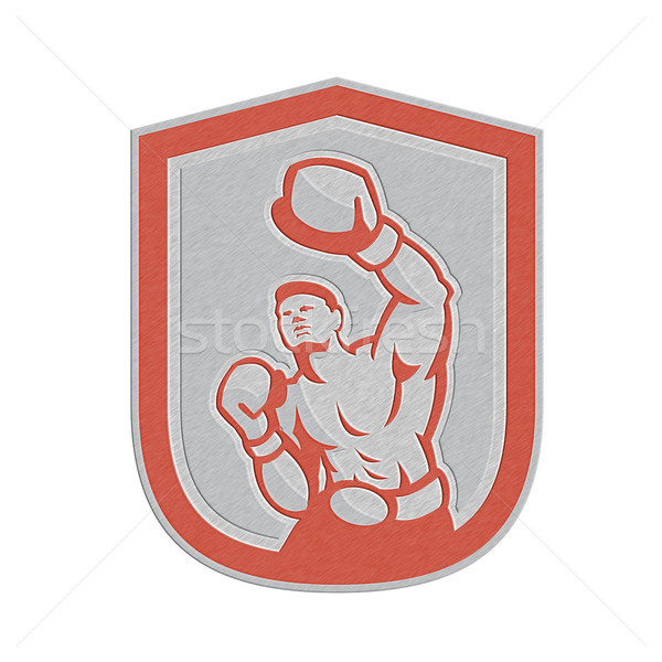 Metallic Boxer Boxen Kreis Retro Illustration Stock foto © patrimonio