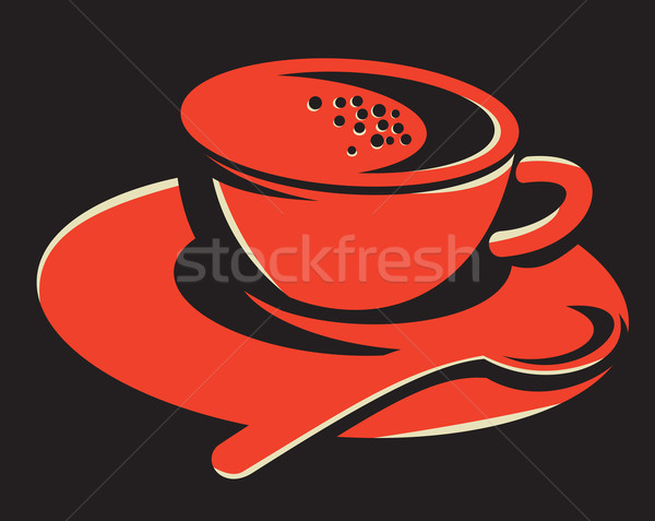 Coffee Cup Bubbles Spoon Retro Stock photo © patrimonio