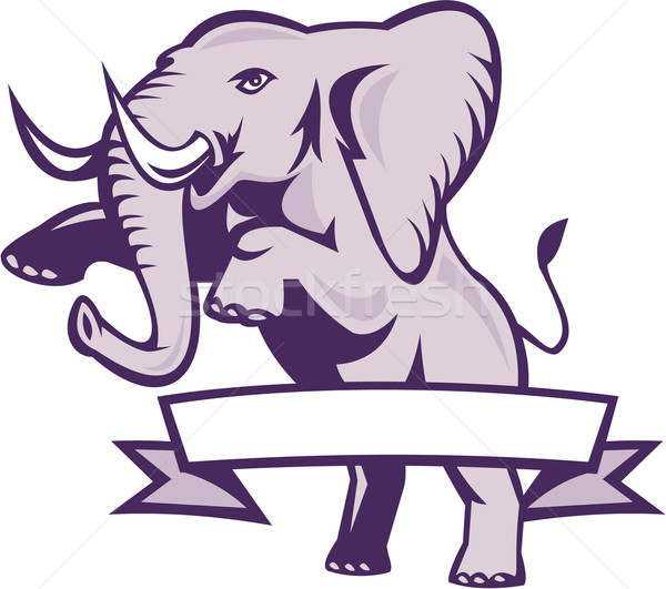 Elephant Prancing Ribbon Scroll Stock photo © patrimonio