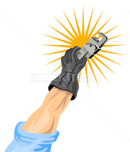 Hand halten verstellbarer Schraubenschlüssel Illustration Retro-Stil Stock foto © patrimonio