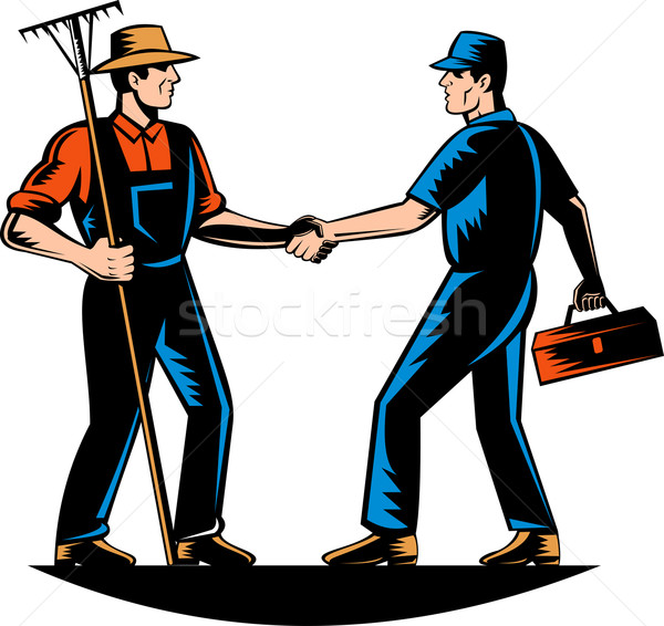 Farmer and tradesman mechanic handshake Stock photo © patrimonio