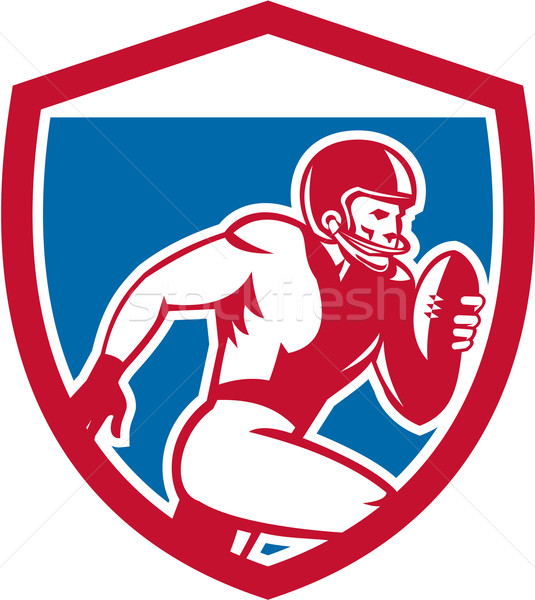 American Football Player Running Shield Retro Stock photo © patrimonio