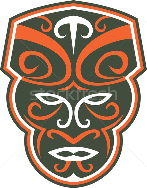 Maori Mask Face Front Retro Stock photo © patrimonio