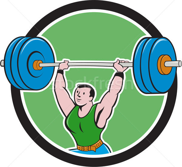Weightlifter Lifting Barbell Circle Cartoon Vector Illustration C Aloysius Patrimonio Patrimonio 5992650 Stockfresh