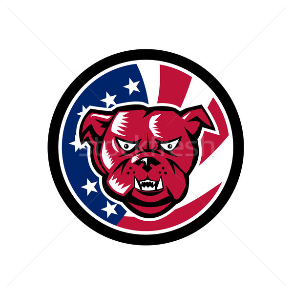 Bulldog Mascot American Flag Icon Stock photo © patrimonio
