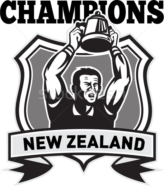 Rögbi játékos csésze Új-Zéland illusztráció bajnokság Stock fotó © patrimonio